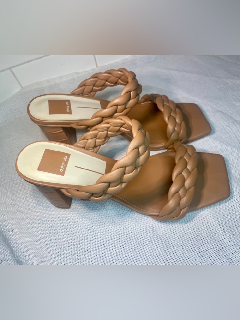 Dolce Vita Cognac Braided Block‎ Heel Sandals